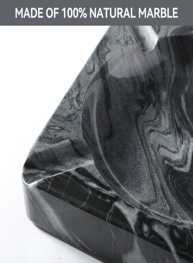 Koville African Natural Marble Cigar Ashtray, 7.28" Large Square Cigarettes Ash Tray, Cool Ashtrays for Patio, Outdoor, Smoking Accessory for Home Office Hotel Decor - Image 2